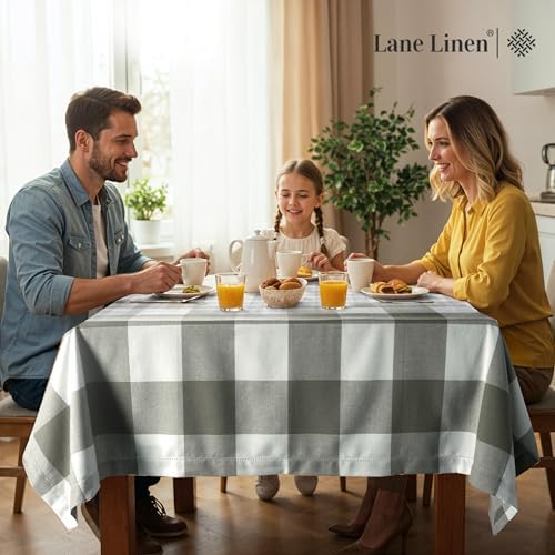 LANE LINEN 60 x 84 Inch Checkered Tablecloth Rectangle - Stain