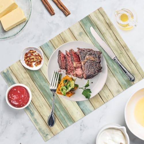 Cotton Linen Placemats Set of 8 – 45x30 cm Wood Grain Washable Table