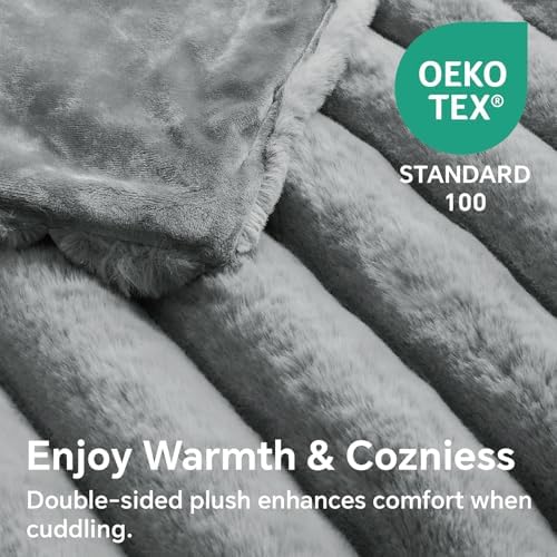 BEDELITE Faux Fur Throw Blanket for Couch, 770GSM, 50" x 60", Light