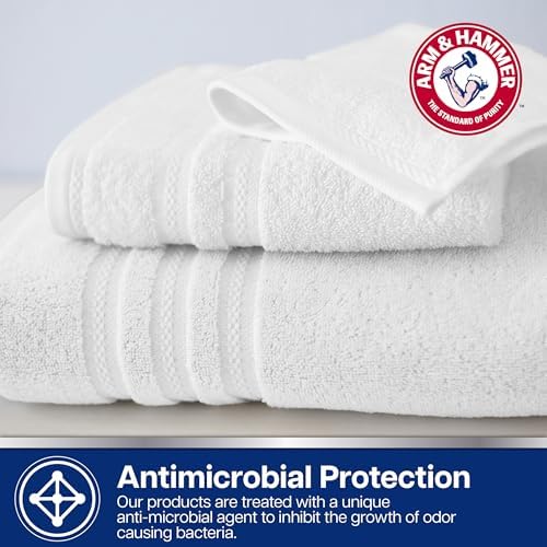 ARM & HAMMER Performance Towel Washcloth Set, 6 Piece, Light Grey
