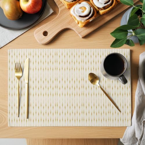 Vertical Stripes Placemats Set of 4, Cotton Linen Fabric Place Mats