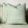 CPC Emerald Green Block Print Throw Pillow Covers 20x20 Inch, Pack of