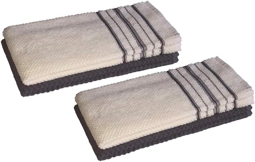 Set of 4, 100% Ring-Spun Terry Cotton Kitchen Dish Towels - 410 GSM, 2