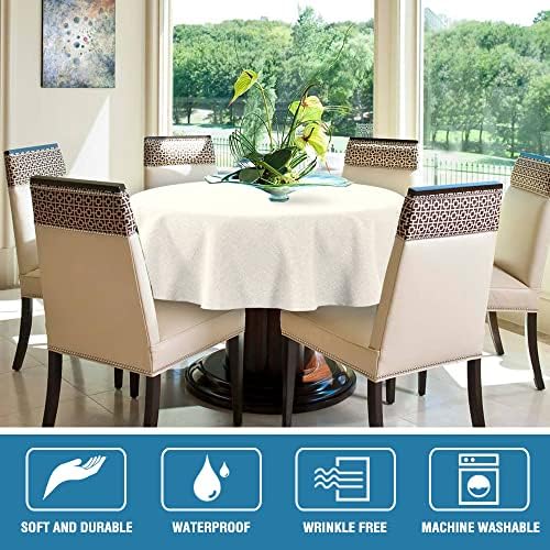 H.VERSAILTEX Linen Textured Tablecloth Round 70 inch Waterproof