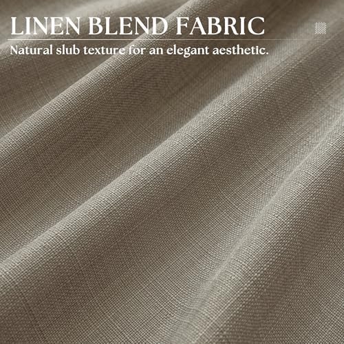 Tan Brown 84 Inches Semi Sheer Faux Linen Curtains for Living Room
