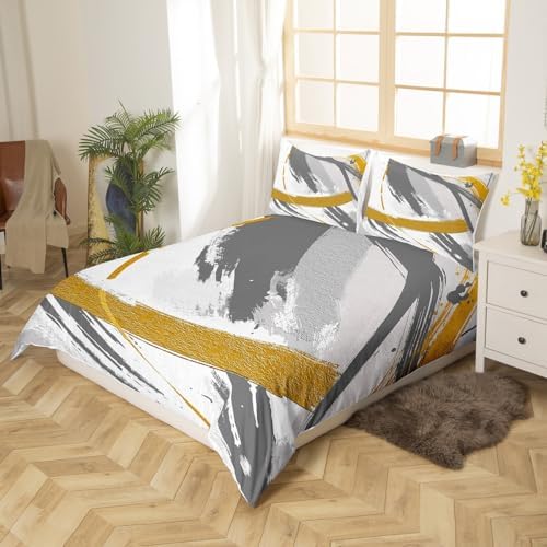 Erosebridal Grey Beige Gray Bedding Full Size Brush Strokes Oil