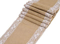 VDS Pack of 10, Burlap Table Runner with White Lace Edge, 100% Natural