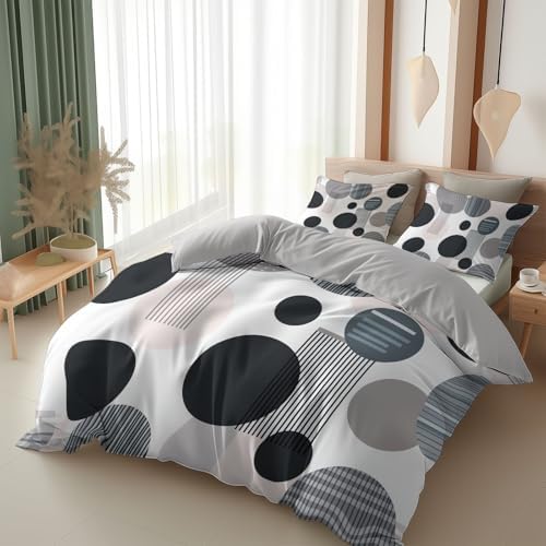 Bedding Gray Texture Duvet Cover Set Queen, 3 Pieces Modern Abstract