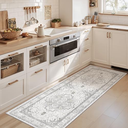 Madane Washable Runner Rug 2x6 Runners for Hallways Non Slip, Grey