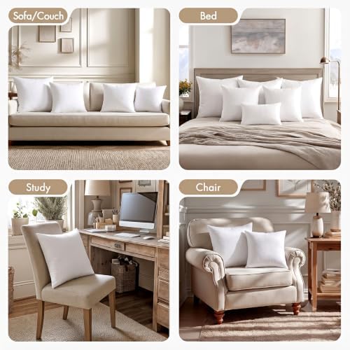 Ridhi White Throw Pillow Inserts, 20x20 Inch, Pack of 4, Down