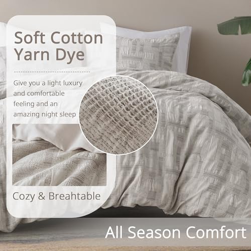 INK+IVY Queen Duvet Cover Set, Jacquard Weave Cotton Duvet Covers, All