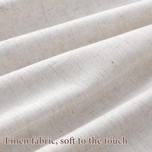 SMABU Extra Long Linen Grommet Curtains 120 Inch Long Beige White 2