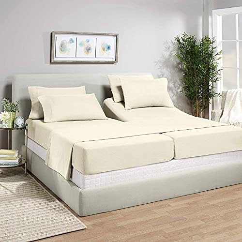 Split California King Bed Sheet Set (5 Piece) 600 Thread Count-100%