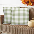 Sage Green White Plaid Waterproof Pillow Covers Set of 2,Minimalist
