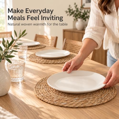 13" Round Woven Placemats for Dining Table Decor at Holiday
