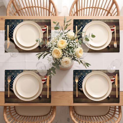 Placemat Set of 12 Washable Linen Textured Place Mats for Dinner