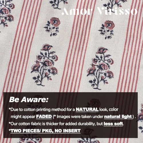 Amor Virisso Floral Throw Pillow Covers 18x18 Set of 2 Block Print