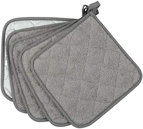 Pot Holders for Kitchen, 100% Cotton Terry Pot Holder Set of 5, Heat