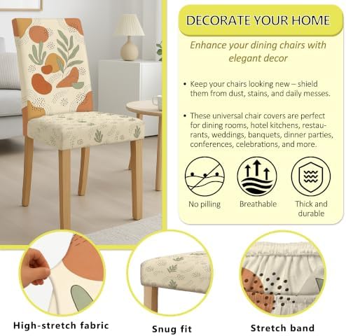 Leaf Chair Covers for Dining Chairs, Modern Minimalistic Shape Dot