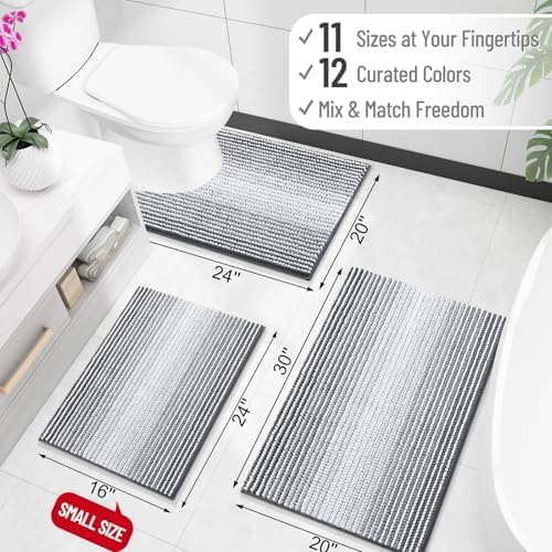 OLANLY Bathroom Runner Rugs 59x24, Soft Chenille Striped Bath Rugs