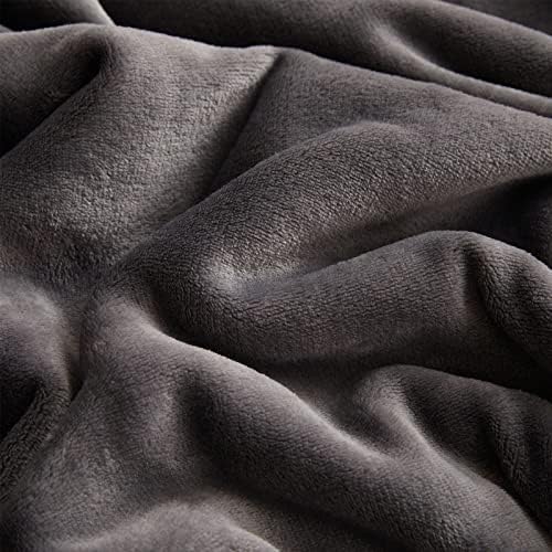 KMUSET Fleece Blanket King Size Dark Grey Lightweight Super Soft Cozy