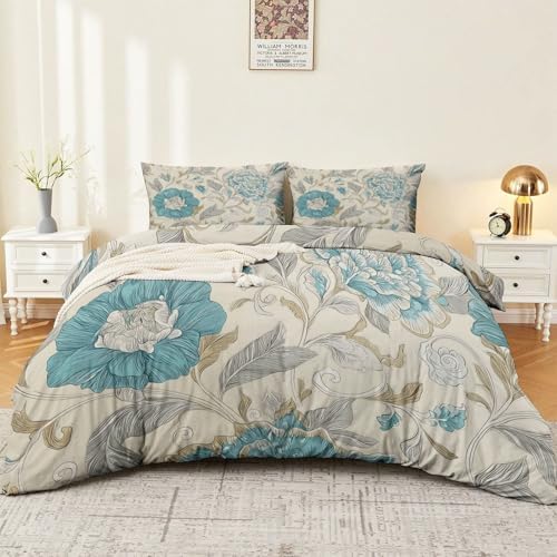 Microfiber Reversible Duvet Cover Full Size - Bohemian Style Flower