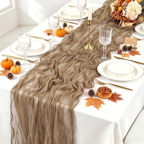 DeZerlor Nude Cheesecloth Table Runners 12 Pack Fall Thanksgiving