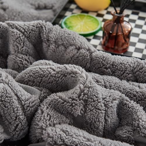 LEVINIS Boho Sherpa Throw Blanket 60'' × 80'', Dark Grey