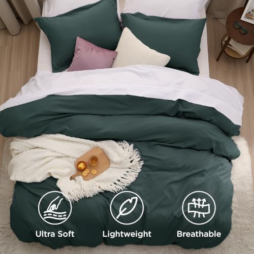 Bedsure Prewashed Oversized King Duvet Cover, Cotton-Like Set, Forest