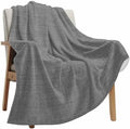 Classic Solid Gray Throw Blanket Flannel Fleece Throws, Vintage