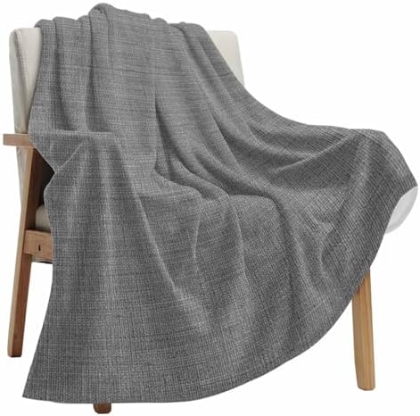 Classic Solid Gray Throw Blanket Flannel Fleece Throws, Vintage