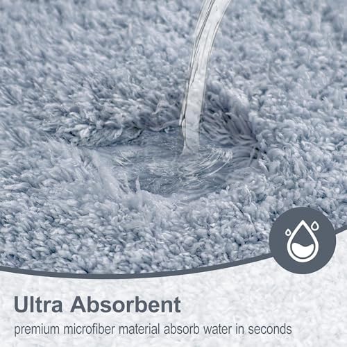 Bathroom Runner Rug 60"x24", Non Slip Long Bath Mat, Blue Grey