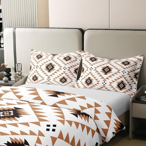Feelyou Bohemian Bedding Set Queen Size Geometric Pattern 100% Cotton