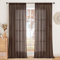 BGment 96 Inches Long Linen Curtains for Living Room Brown Sheer