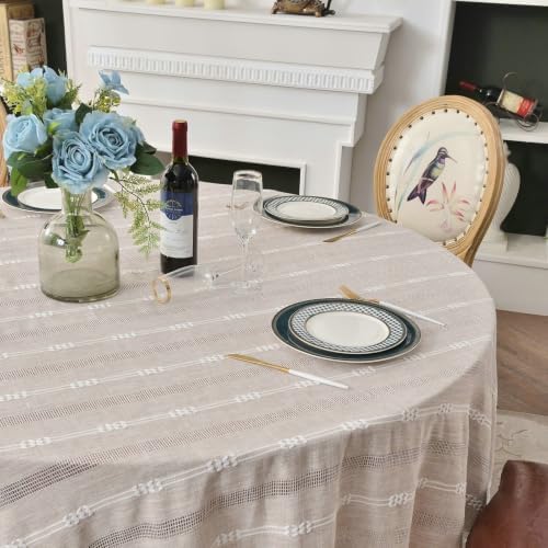 Beydodo Dining Room Table Cloth Round 70 inch, Linen Look with