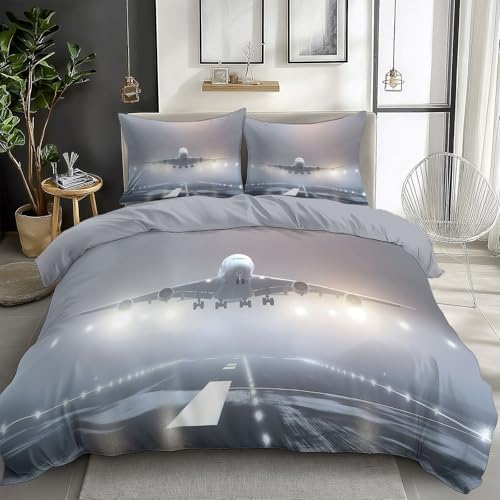 3 Piece Duvet Cover Set, King Printed Duvet Cover, Neutral Gray
