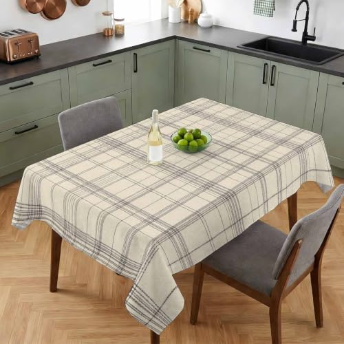 Minimalist Farm Lattice Grid Table Cloth 52x70in, Waterproof Rectangle