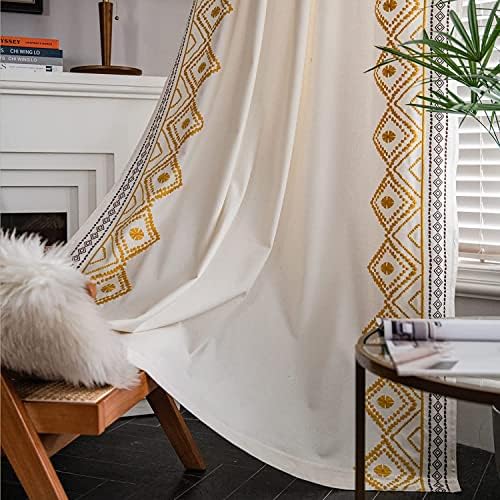 ColorBird Curtains for Living Room Ivory Light Filtering with Yellow