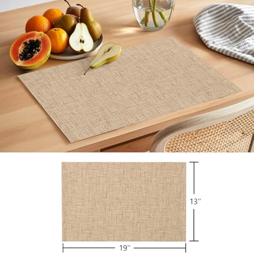 Round Placemats Set of 12 Minimalist Beige Place Mats Rustic Neutral