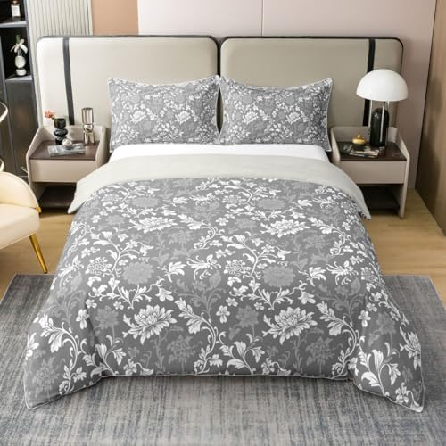 Feelyou Vintage Floral Spring Duvet Cover 100% Cotton Queen Size Boys