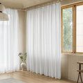 MAIHER Beige White Pinch Pleat Semi Sheer Curtains 120 Inches Long 1