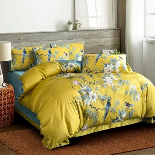 Floral Queen Duvet Cover 100% Soft Cotton 3 Piece Chic Birds Queen