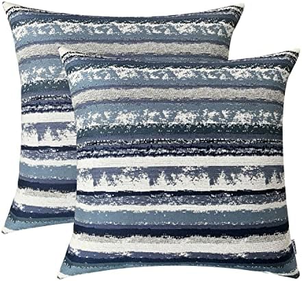 Jacquard Striped Decorative Throw Pillow Covers for Couch Set of 2
