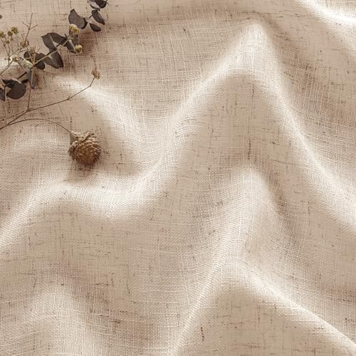 MIULEE Natural Beige Pinch Pleated Linen Curtains 2 Panels 40W x 84L