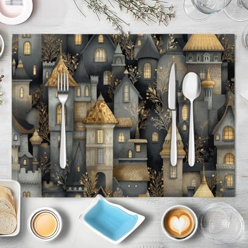 Placemat Set of 12 Washable Linen Textured Place Mats for Dinner