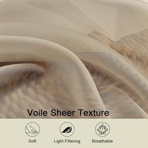 Taupe Sheer Curtains 84 Inches Long 2 Panels, Soft Airy Light
