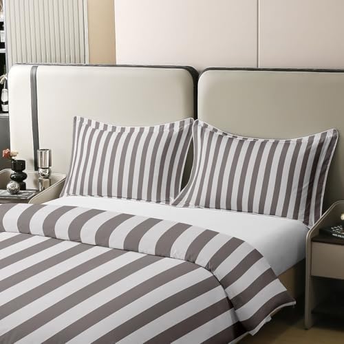 Feelyou Stripes Duvet Cover 100% Cotton King Size Geometric Bedding