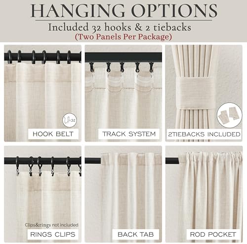 Extra Long 120 Inch Floor to Ceiling Track Curtains for Living Room