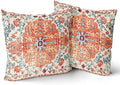 Orange Blue Ethnic Boho Pillow Covers 22x22 Inch Bohemian Carpet