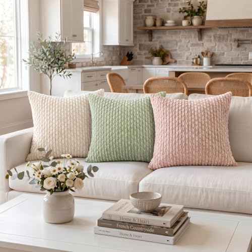 Fancy Homi 2 Packs Sage Green Decorative Throw Pillow Covers 20x20